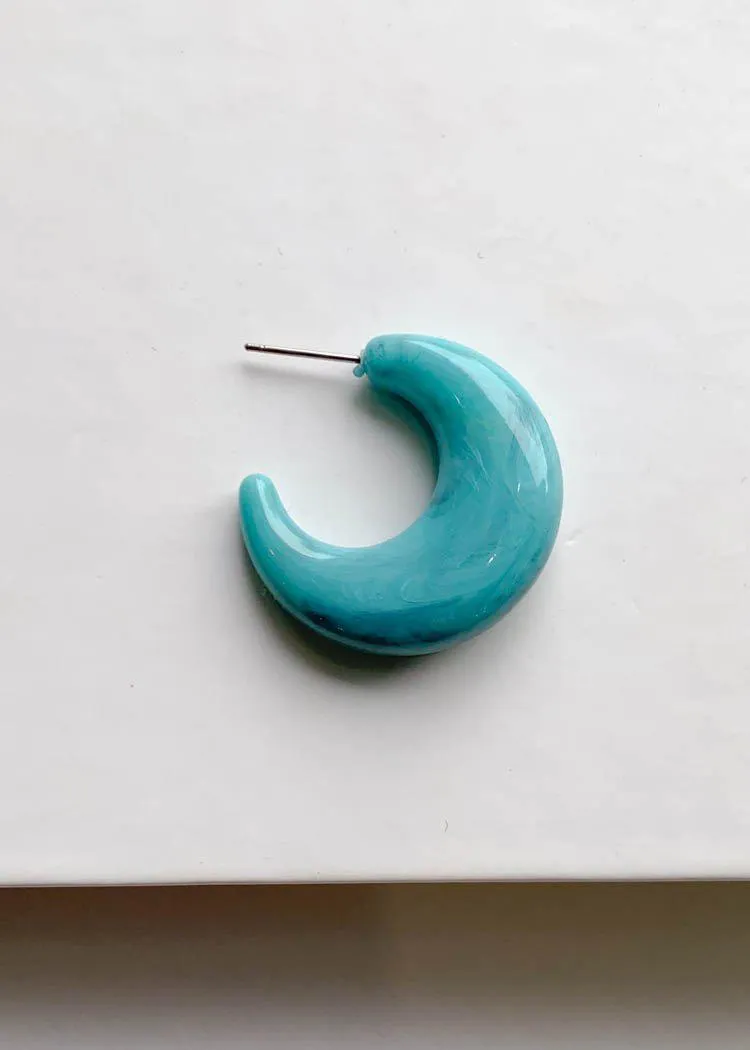 Bondi Acrylic Huggie Hoops - Turquoise