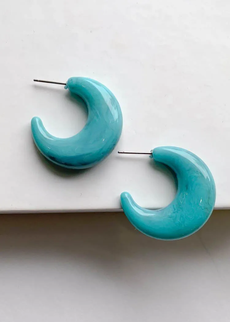 Bondi Acrylic Huggie Hoops - Turquoise